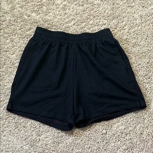 Black Sweat Shorts with Elastic Waistband